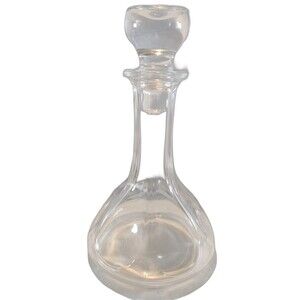 Vintage~10"Tx6"W Liquor/Wine Decanter~Very Heavy Glass-Whiskey, Brandy